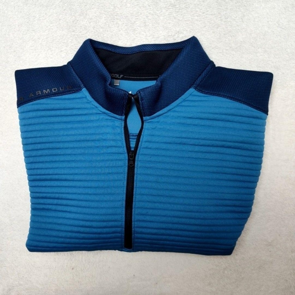 Under Armour Sweater Mens XL Blue Golf 1/4 Zip Pullover Thermal ColdGear Work